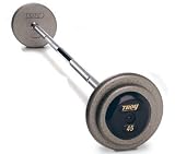 Troy Barbell HFB-020-110R Pro-Style Cast Barbell Set with Rubber End Caps, Gray