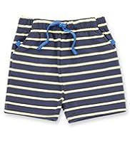 Cotton Rich Contrast Drawstring Striped Shorts