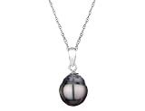 Tahitian Black Pearl Pendant 9mm in 14K White Gold