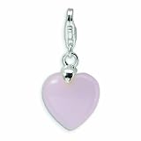 Amore La Vita Sterling Silver Rose Quartz Heart With Lobster Clasp Charm