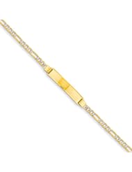 14k Pave Figaro Id Bracelet