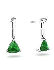 Genuine Emerald 14kt White Gold Earrings