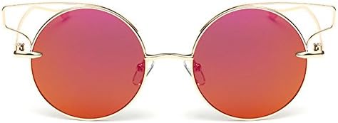 ClearSky Womens Round Cut-Out Flash Mirror Lens Cat Eye Sunglasses Metal Frame