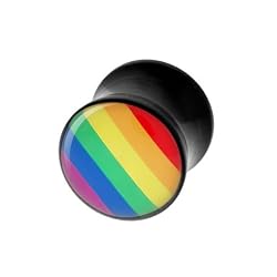 ACRYLIC PLUG WITH LOGO (RAINBOW) Gauge: 0 Sold as a Pair
