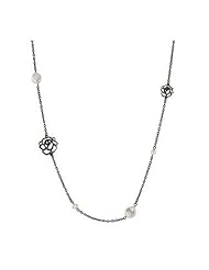 Black Pearl Rose Necklace