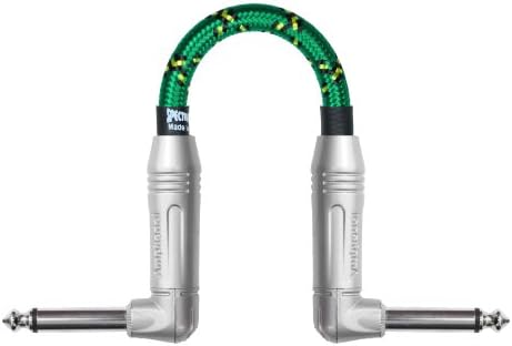 Spectraflex Braided Series Pedal Cable, Dual Right Angle Plugs, 12 Inch, Green