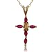 10KT Yellow Gold Cross Pendant Necklace Marquise Rubies