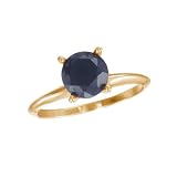 1 CT Black Diamond Solitaire Ring 14K Yellow Gold (Available In Sizes 5 - 10)