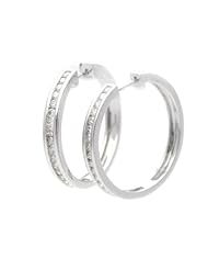 14k White Gold Round Diamond Hoop Diamond Earrings ( 1.16 CTTW, G-H Color, SI1-SI2 Clarity )