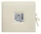 Pioneer SBX-12W Leatherette 12-by 12-Inch 3-Ring Memory Book with Inset Frame and Ribbon Closure, Ivory