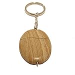 Marble Keychain 01 Redwood Brown Oval Silver Key Chain Crystal Stone