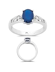 0.01 Cts Diamond & 1.30 Cts Sapphire Ring in 10K White Gold