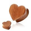 Pair of Organic Red Cherry Wood Heart Shape Double Flared Plugs - 1/2 Inch