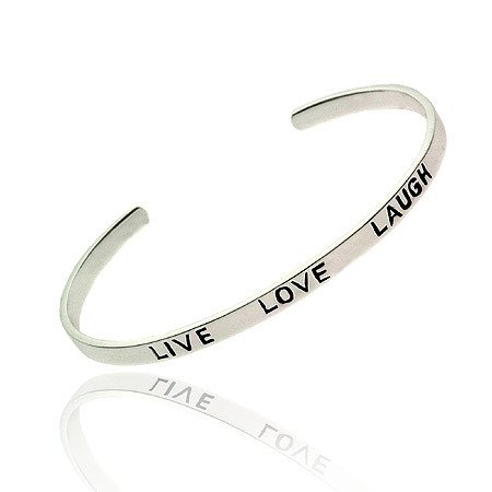 Inspire Sterling Silver .925 'Live' 'Love' 'Laugh' Word Talk Bangle