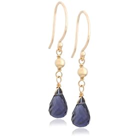 14k Yellow Gold, September Birthstone, Iolite Briolette Hook Earrings by Amazon.com Collection