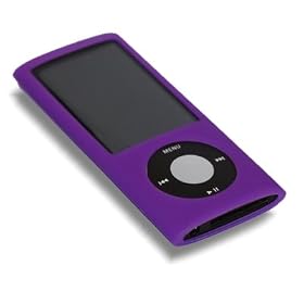 5G Purple Silicone Case & Screen Protector for New Apple iPod Nano with Camera 5th Gen Generation 8GB & 16GB