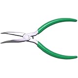 Xcelite CN55G Curved Long Nose Plier, Smooth Jaw, 5" Length, 1-9/16" Jaw Length, Green Cushion Grip Handle
