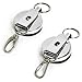 Cosmos ® (C+D) 2 PCS Silver Color metal retractable Reel with Belt Clip, Belt Loop Clasp & Key Ring for Key/ID Badge/Nurse with Cosmos Fastening Strap