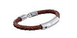 Bracelet Homme Sector - S03L108B - Limited Edition - Cuir Noir tresse  - 1 Diamant Noir - 22 cm