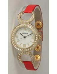 434 Womens Geneva Red Gold Bracelet Link Watch
