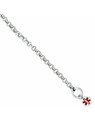 Genuine .925 Sterling Silver Engravable Enameled Hexagon Medical Id Bracelet 22.5 Grams 8.75 Inch Length. 100% Satisfaction Guaranteed.
