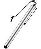Stylus, amPen Capacitive Stylus Ultra-sensitive for iPad Air, iPad 2/3/4, iPad Pro, any iPhone, Nexus 5x/6P, Galaxy Tab E/Tab A/Tab 8, Galaxy S6/S6 Edge/S5, With Lanyard, Silver, Non-Replaceable Tip