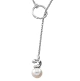 14K White Gold Wheat Chain and Pearl Necklace