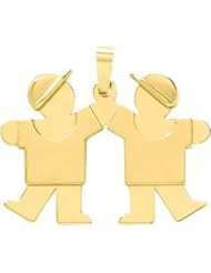 14K Gold The Kids Double Boys Charm Pendant Jewelry