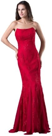 herafa p32085-26 Prom Dresses Elegant Strapless/Tube Sleeveless Delicate Beading Long 0 Mermaid Red