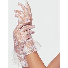 Black Lace & Ruffle Wrist Gloves for Costume