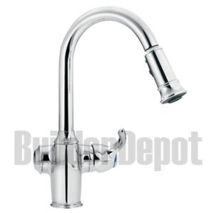 Woodmere Kitchen Faucet with Pullout Spout in Chrome Finish: Chrome