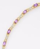 18k Gold Over Sterling Silver Amethyst & Diamond Accent Heart Bracelet