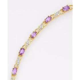 18k Gold Over Sterling Silver Amethyst and Diamond Accent Heart Bracelet by Macy's