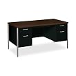 34000 Series Double Pedestal Desk, 60w x 30d x 29-1/2h, Columbian Walnut/Black