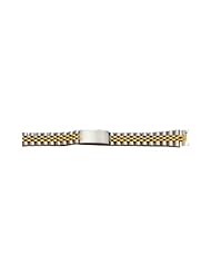 12mm Two-Tone White/Yellow Ladies Metal Watch Band With Curved End