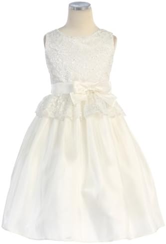 Sweet Kids Pink Lace Easter Dress Toddler Little Girls 2T-12 (12, OFF-WHITE)