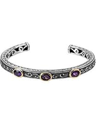 Genuine Amethyst & Sapphire Bracelet Sterling Silver & 14K Yellow 66646