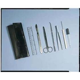 Intermediate Dissecting Set; Surgical handle, scissors, forceps, probe, pipet, dissect needle, ruler