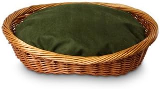Luxury Wicker Dog Basket and Bed Color: Olive Micro, Size: Large - 27" L x 35" W
