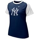 Nike New York Yankees Ladies Navy Blue Team Logo Raglan T-shirt