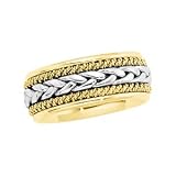 14K Two-Tone Gold Hand-Woven Wedding Band For Men and Women - Sizes 5 - 12.5