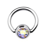 18 Gauge 1/4 Aurora Austrian Crystal BCR Captive Ring