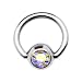 18 Gauge 1/4" Aurora Austrian Crystal BCR Captive Ring