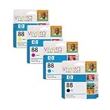 Genuine HP 88 Ink Cartridge Set for L7580 L7590 L7650 L7680 L7780 K550 K5400 K5400DN K5400TN K8600 K8600DN - Original OEM Actual Real Authentic HP Product (one of each: C9385AN, C9386AN, C9387AN, C9388AN)