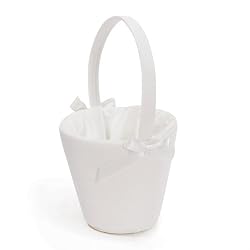 Cathy's Concepts Sweet Bow Flower Girl Basket, White