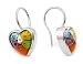 Millefiori Murano Glass Heart Earrings in Sterling Silver