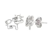 Sterling Silver Children's Cow Button Earrings