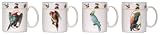 Artistically designed dinnerware parrots motif mugs 12 oz. Set/4