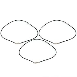 Rubber Cord Necklace Black 17.5" 3Pcs