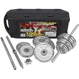 100 lb. Weight Set with Barbell, Chrome Plates & Carrying Case